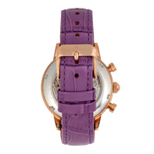 Load image into Gallery viewer, Empress Beatrice Automatic Skeleton Dial Leather-Band Watch w/Day/Date - Rose Gold/Purple - EMPEM2006