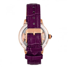 Load image into Gallery viewer, Empress Rania Mechanical Semi-Skeleton Leather-Band Watch - Plum - EMPEM2805