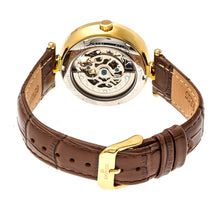 Load image into Gallery viewer, Empress Stella Automatic Semi-Skeleton MOP Leather-Band Watch - Brown/White - EMPEM2104