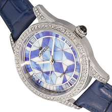 Load image into Gallery viewer, Empress Augusta Automatic Mosaic Mother-of-Pearl Leather-Band Watch - Silver/Blue - EMPEM3502
