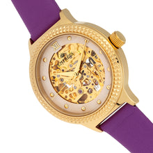 Load image into Gallery viewer, Empress Alice Automatic MOP Skeleton Dial Leather-Band Watch - Purple - EMPEM3205