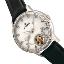 Load image into Gallery viewer, Empress Quinn Automatic MOP Semi-Skeleton Dial Leather-Band Watch - Black - EMPEM2704