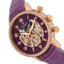 Load image into Gallery viewer, Empress Beatrice Automatic Skeleton Dial Leather-Band Watch w/Day/Date - Rose Gold/Purple - EMPEM2006