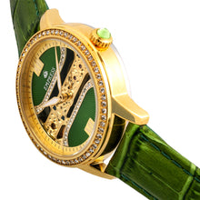 Load image into Gallery viewer, Empress Rania Mechanical Semi-Skeleton Leather-Band Watch - Green - EMPEM2802