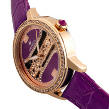 Load image into Gallery viewer, Empress Rania Mechanical Semi-Skeleton Leather-Band Watch - Plum - EMPEM2805