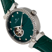 Load image into Gallery viewer, Empress Edith Semi-Skeleton Leather-Band Watch - Green - EMPEM3302