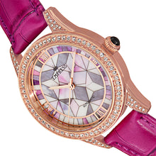 Load image into Gallery viewer, Empress Augusta Automatic Mosaic Mother-of-Pearl Leather-Band Watch - Rose Gold/Fuchsia - EMPEM3505
