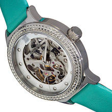 Load image into Gallery viewer, Empress Alice Automatic MOP Skeleton Dial Leather-Band Watch - Mint - EMPEM3202