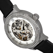 Load image into Gallery viewer, Empress Alice Automatic MOP Skeleton Dial Leather-Band Watch - Black - EMPEM3201