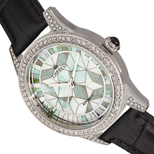 Load image into Gallery viewer, Empress Augusta Automatic Mosaic Mother-of-Pearl Leather-Band Watch - Silver/Black - EMPEM3501