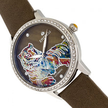 Load image into Gallery viewer, Empress Diana Automatic Engraved MOP Leather-Band Watch - Olive - EMPEM3001