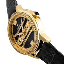 Load image into Gallery viewer, Empress Rania Mechanical Semi-Skeleton Leather-Band Watch - Black - EMPEM2801