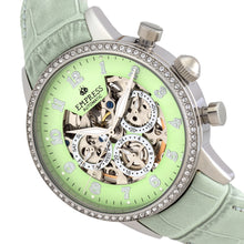 Load image into Gallery viewer, Empress Beatrice Automatic Skeleton Dial Leather-Band Watch w/Day/Date - Silver/Mint - EMPEM2003