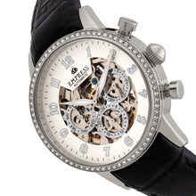 Load image into Gallery viewer, Empress Beatrice Automatic Skeleton Dial Leather-Band Watch w/Day/Date - Silver - EMPEM2001