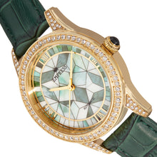 Load image into Gallery viewer, Empress Augusta Automatic Mosaic Mother-of-Pearl Leather-Band Watch - Gold/Green - EMPEM3503