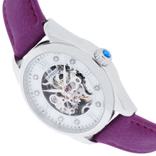 Load image into Gallery viewer, Empress Magnolia Automatic MOP Skeleton Dial Bracelet Watch - Purple/Silver - EMPEM3605