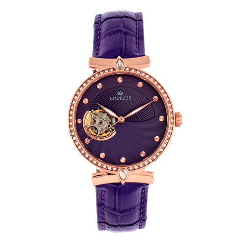 Empress Edith Semi-Skeleton Leather-Band Watch - EMPEM3305