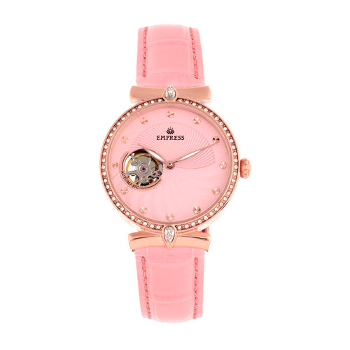 Empress Edith Semi-Skeleton Leather-Band Watch - EMPEM3306