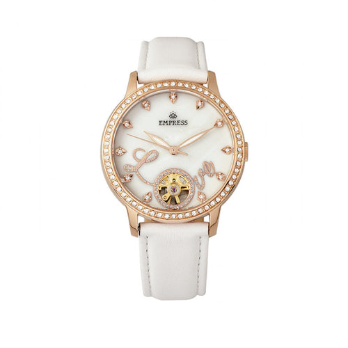 Empress Quinn Automatic MOP Semi-Skeleton Dial Bracelet Watch - EMPEM2706