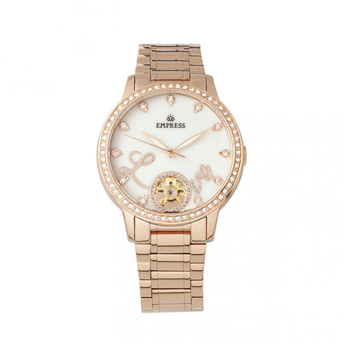Empress Quinn Automatic MOP Semi-Skeleton Dial Bracelet Watch - EMPEM2703