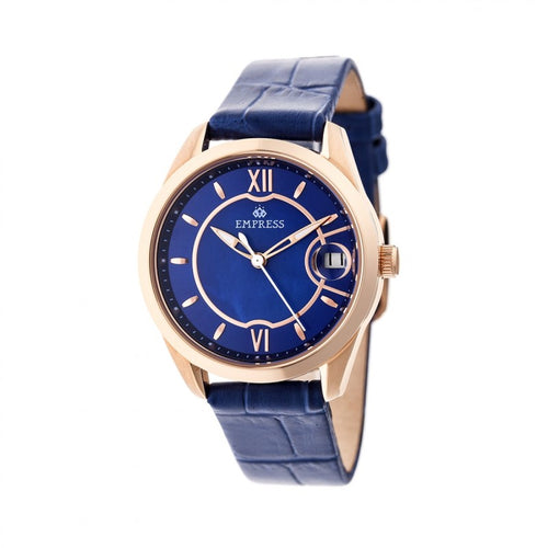 Empress Messalina Automatic MOP Leather-Band Watch w/Date - EMPEM2404