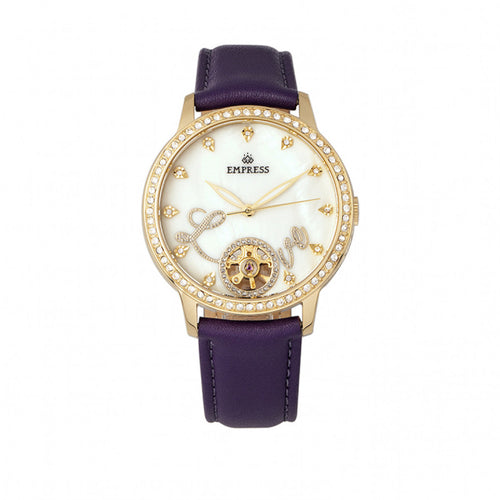 Empress Quinn Automatic MOP Semi-Skeleton Dial Bracelet Watch - EMPEM2705