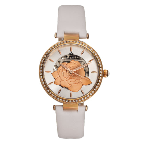 Empress Anne Automatic Semi-Skeleton Leather-Band Watch - EMPEM3104