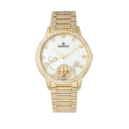 Empress Quinn Automatic MOP Semi-Skeleton Dial Bracelet Watch - EMPEM2702