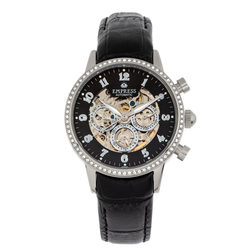 Empress Beatrice Automatic Skeleton Dial Leather-Band Watch w/Day/Date - EMPEM2002