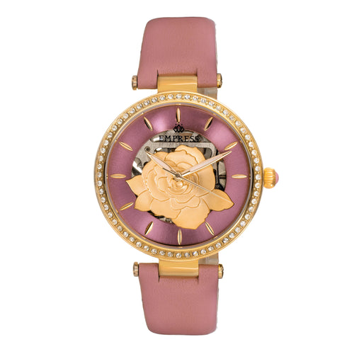 Empress Anne Automatic Semi-Skeleton Leather-Band Watch - EMPEM3103
