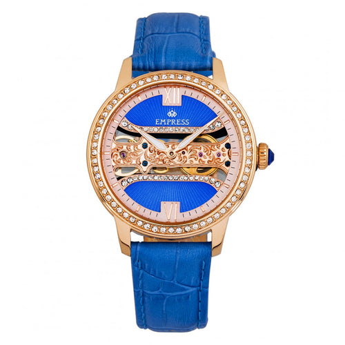 Empress Rania Mechanical Semi-Skeleton Leather-Band Watch - EMPEM2804