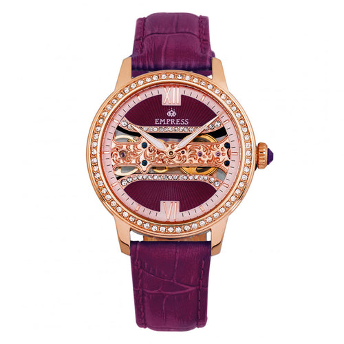 Empress Rania Mechanical Semi-Skeleton Leather-Band Watch - EMPEM2805