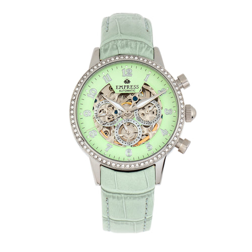 Empress Beatrice Automatic Skeleton Dial Leather-Band Watch w/Day/Date - EMPEM2003