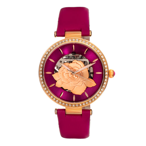 Empress Anne Automatic Semi-Skeleton Leather-Band Watch - EMPEM3105