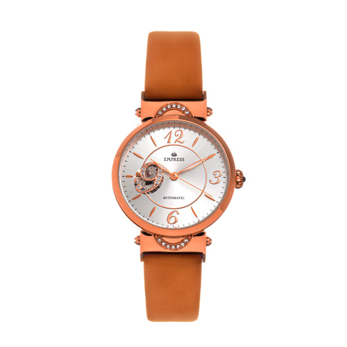 Empress Alouette Automatic Semi-Skeleton Leather-Strap Watch - EMPEM3405