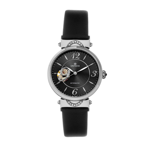 Empress Alouette Automatic Semi-Skeleton Leather-Strap Watch - EMPEM3404