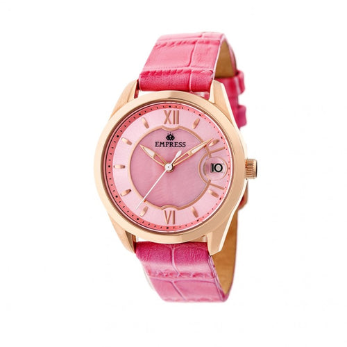 Empress Messalina Automatic MOP Leather-Band Watch w/Date - EMPEM2405