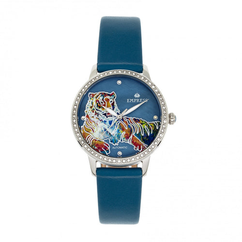 Empress Diana Automatic Engraved MOP Leather-Band Watch - EMPEM3002
