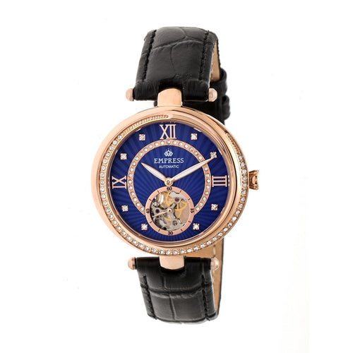 Empress Stella Automatic Semi-Skeleton MOP Leather-Band Watch - EMPEM2106