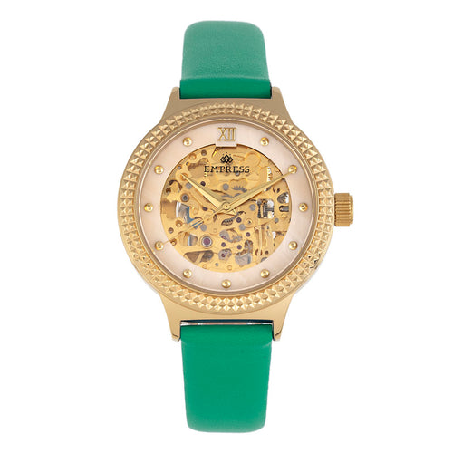 Empress Alice Automatic MOP Skeleton Dial Leather-Band Watch - EMPEM3203