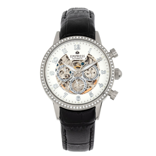 Empress Beatrice Automatic Skeleton Dial Leather-Band Watch w/Day/Date - EMPEM2001