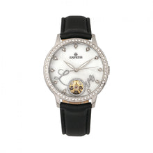 Load image into Gallery viewer, Empress Quinn Automatic MOP Semi-Skeleton Dial Leather-Band Watch - Black - EMPEM2704