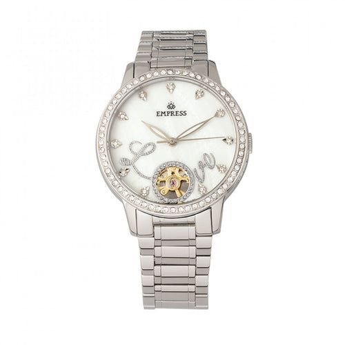 Empress Quinn Automatic MOP Semi-Skeleton Dial Bracelet Watch - EMPEM2701