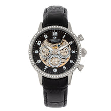 Load image into Gallery viewer, Empress Beatrice Automatic Skeleton Dial Leather-Band Watch w/Day/Date - Silver/Black - EMPEM2002