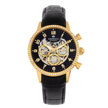 Load image into Gallery viewer, Empress Beatrice Automatic Skeleton Dial Leather-Band Watch w/Day/Date - Gold/Black - EMPEM2004