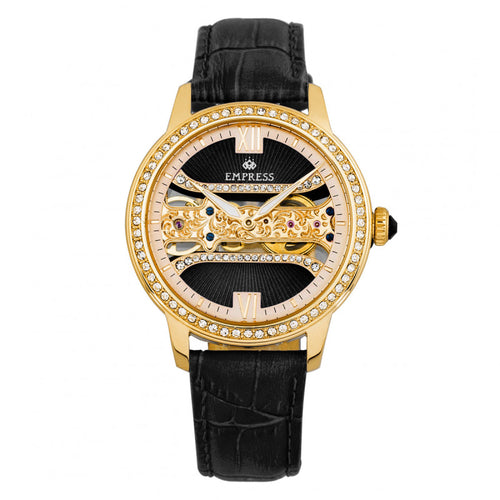 Empress Rania Mechanical Semi-Skeleton Leather-Band Watch - EMPEM2801