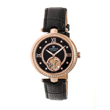 Load image into Gallery viewer, Empress Stella Automatic Semi-Skeleton MOP Leather-Band Watch - Black/Rose Gold - EMPEM2105