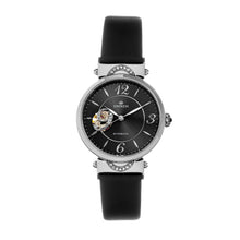 Load image into Gallery viewer, Empress Alouette Automatic Semi-Skeleton Leather-Band Watch - Black - EMPEM3404