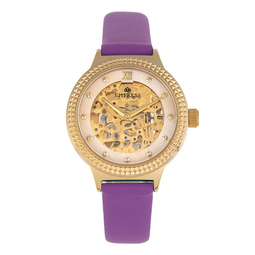 Empress Alice Automatic MOP Skeleton Dial Leather-Band Watch - EMPEM3205