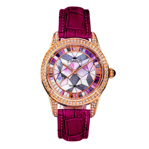Empress Augusta Automatic Mosaic Mother-of-Pearl Leather-Band Watch - EMPEM3505